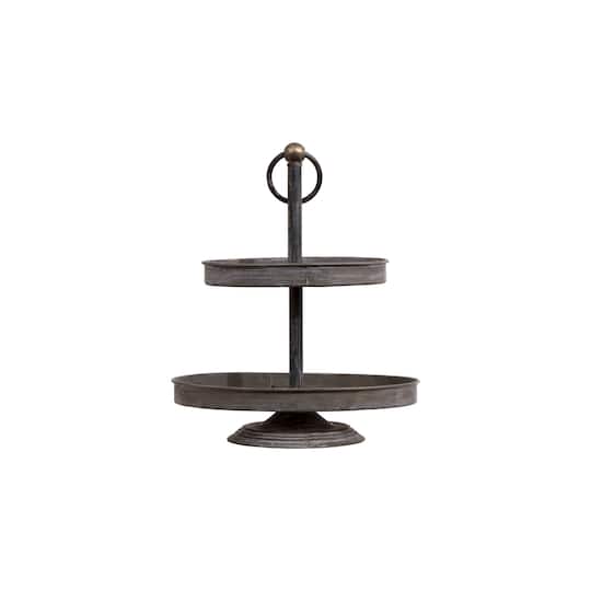 Hello Honey® 17" Decorative Metal 2-Tier Tray